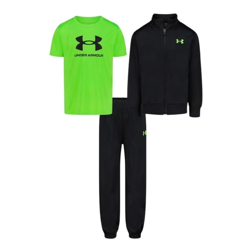 Under Armour Childrens/Kids Brawler Tracksuit Set / Black/Green
